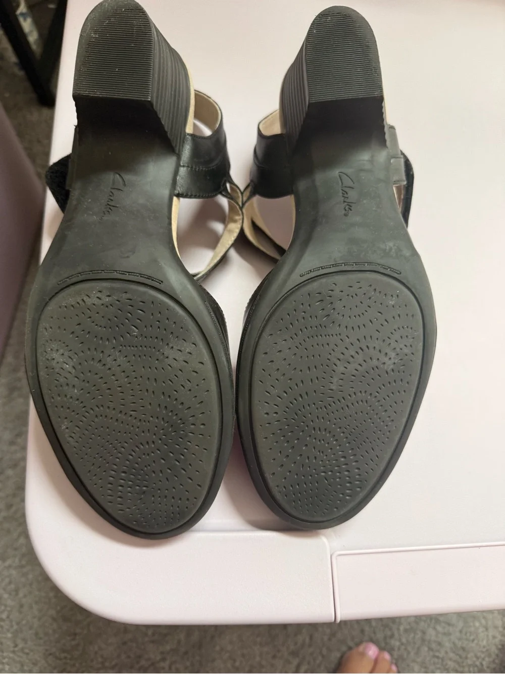 Clarks Black Mary Jane Low Block Heel Pumps
